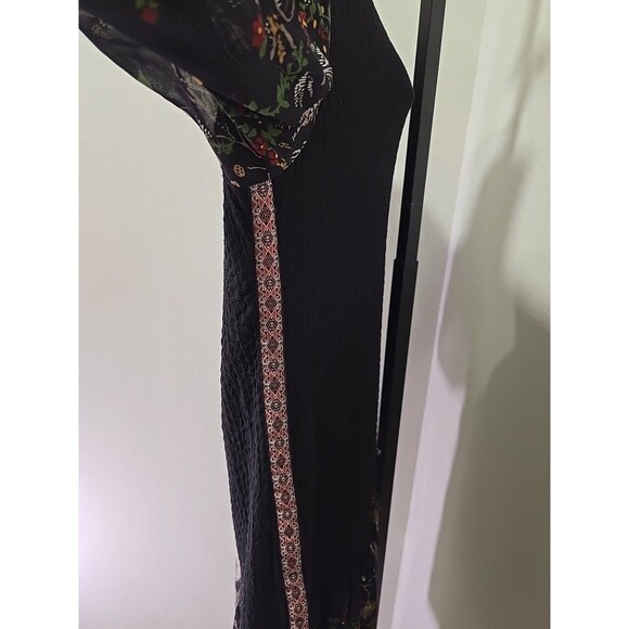 Pyramid Collection Midi Dress Womens Sz Lg Sheer Dark Floral Romantic Whimsigoth - Picture 6 of 10